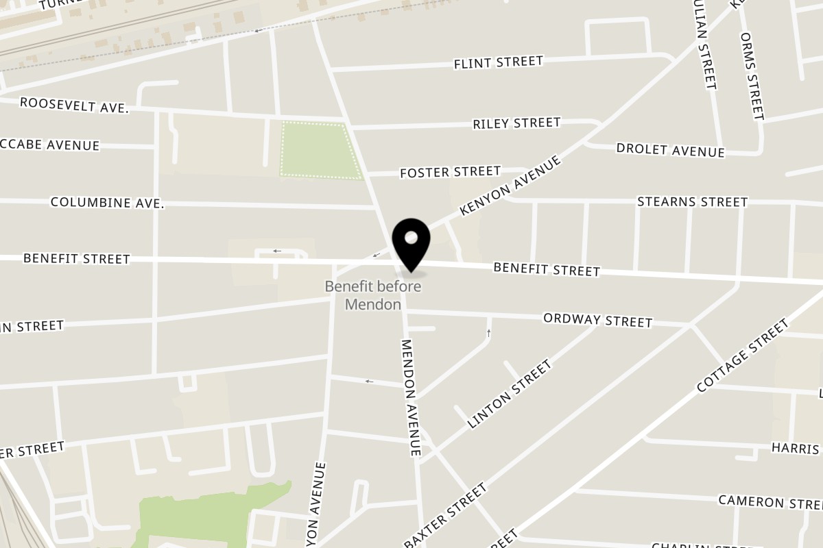 Map showing the location of J’s Brothers Restaurant on 169 Benefit St in Pawtucket